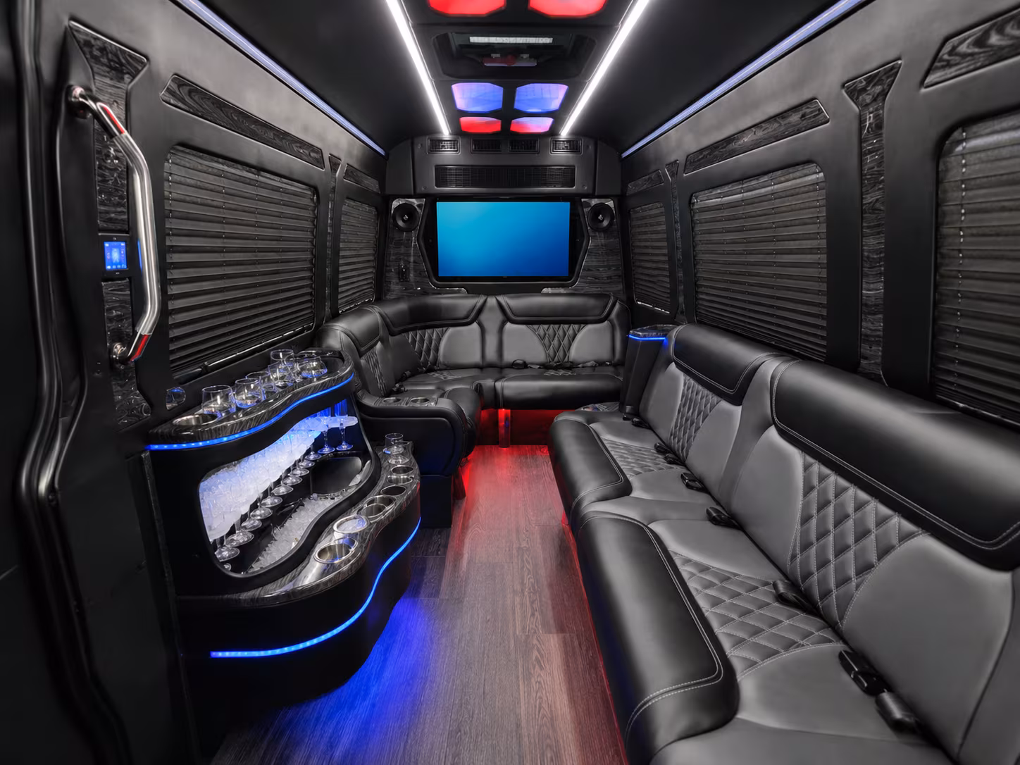 baldwin park 15 passenger party bus interior