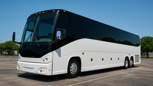Exterior of Charter Bus Company Hacienda Heights's 54 Passenger Charter Bus in Hacienda Heights