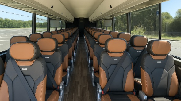 Interior of Charter Bus Company Hacienda Heights's 54 Passenger Charter Bus in Hacienda Heights