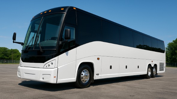 Exterior of Charter Bus Company Hacienda Heights's 55 Passenger Charter Bus in Hacienda Heights