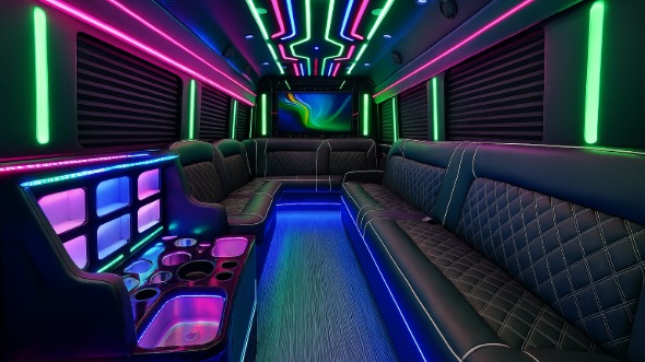 Interior of Charter Bus Company Hacienda Heights's Party Bus in Hacienda Heights