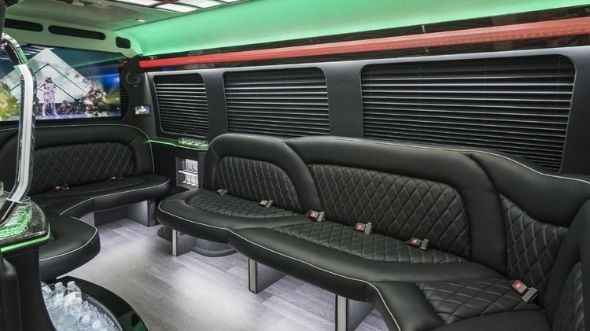 Interior of Charter Bus Company Hacienda Heights's Sprinter Limo in Hacienda Heights